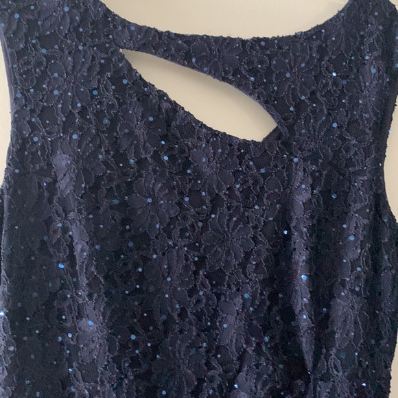 connected apparel Dresses & Skirts - Elizabeth Navy Sequin Lace Floor Length Dress